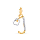 J Letter Initial with Heart 10K Yellow Gold & Diamond Pendant